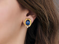 GURHAN, GURHAN Muse Gold Post Stud Earrings, 12x10mm Oval Set in Wide Frame, with Kyanite and Diamond