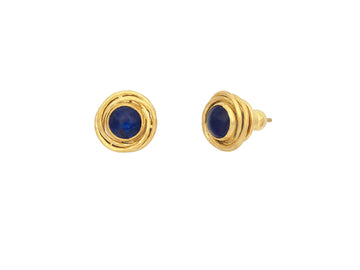 GURHAN, GURHAN Muse Gold Kyanite Stud Earrings, 7mm Round set in Twisted Frame