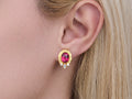 GURHAN, GURHAN Muse Gold Post Stud Earrings, 10x8mm Oval set in Wide Frame, Tourmaline and Diamond