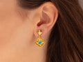 GURHAN, GURHAN Muse Gold Single Drop Earrings, 15mm Square on Square Post Top, Apatite