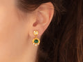 GURHAN, GURHAN Muse Gold Single Drop Earrings, 7x6mm Oval set in Wide Frame, Emerald and Diamond