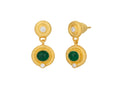 GURHAN, GURHAN Muse Gold Single Drop Earrings, 6x5mm Oval set in Wide Frame, Emerald and Diamond