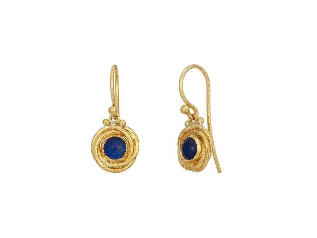 GURHAN, GURHAN Muse Gold Kyanite Single Drop Earrings, 5mm Round set in Twisted Frame, Wire Hook