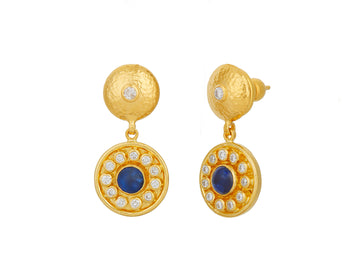 GURHAN, GURHAN Muse Gold Kyanite Single Drop Earrings, 13mm Round Medallion