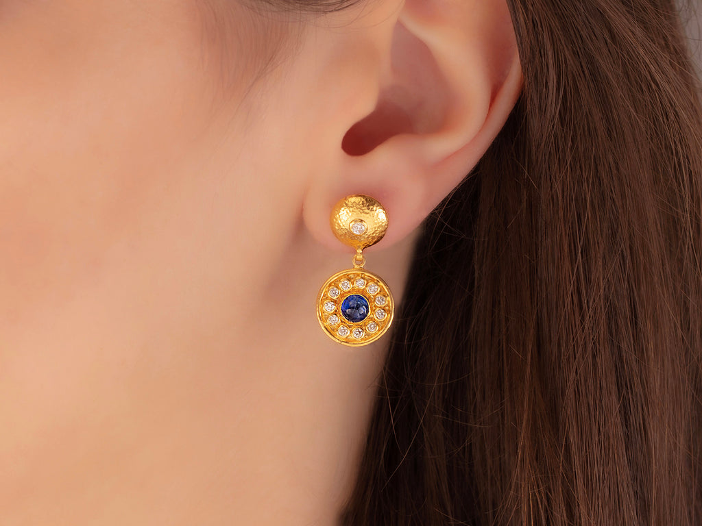 GURHAN, GURHAN Muse Gold Kyanite Single Drop Earrings, 13mm Round Medallion