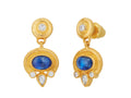 GURHAN, GURHAN Muse Gold Single Drop Earrings, 8x6mm Oval set in Wide Frame, Kyanite and Diamond