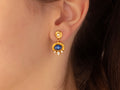 GURHAN, GURHAN Muse Gold Single Drop Earrings, 8x6mm Oval set in Wide Frame, Hoop Post Top, Kyanite and Diamond