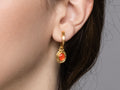 GURHAN, GURHAN Muse Gold Single Drop Earrings, 8x6mm Oval set in Wide Frame, Hoop Post Top, Opal