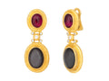 GURHAN, GURHAN Muse Gold Single Drop Earrings, Mixed Oval set in Wide Frame, Mixed Stones