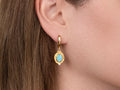 GURHAN, GURHAN Muse Gold Single Drop Earrings, 9x7mm Oval set in Wide Frame, Hoop Top, Opal and Diamond