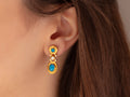 GURHAN, GURHAN Muse Gold Single Drop Earrings, Oval and Round set in Wide Frame, Opal and Diamond
