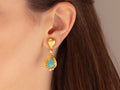 GURHAN, GURHAN Muse Gold Single Drop Earrings, 12x8mm Teardrop set in Wide Frame, Opal and Diamond