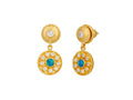 GURHAN, GURHAN Muse Gold Single Drop Earrings, 11mm Round Medallion, Opal and Diamond