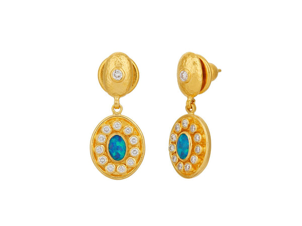 GURHAN Muse Gold Opal Single Drop Earrings, 14x12mm Oval