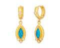 GURHAN, GURHAN Muse Gold Single Drop Earrings, 10x5mm Marquise set in Wide Frame, Hoop Top, Opal and Diamond
