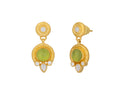 GURHAN, GURHAN Muse Gold Single Drop Earrings, 7mm Round set in Wide Frame, Post Top, Peridot and Diamond