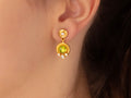 GURHAN, GURHAN Muse Gold Single Drop Earrings, 7mm Round set in Wide Frame, Post Top, Peridot and Diamond