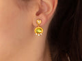 GURHAN, GURHAN Muse Gold Single Drop Earrings, 9x7mm Oval set in Wide Frame, Post Top, Peridot and Diamond