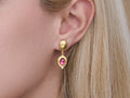 GURHAN, GURHAN Muse Gold Single Drop Earrings, 8x6mm Oval set in Wide Frame, Post Top, Tourmaline and Diamond