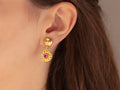 GURHAN, GURHAN Muse Gold Single Drop Earrings, 13mm Round Medallion, Tourmaline and Diamond