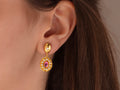 GURHAN, GURHAN Muse Gold Single Drop Earrings, 14x12mm Oval Medallion, Tourmaline and Diamond
