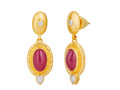 GURHAN, GURHAN Muse Gold Single Drop Earrings, 10x6mm Oval set in Wide Frame, Ruby and Diamond