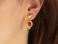 GURHAN, GURHAN Muse Gold Single Drop Earrings, 8x6mm Oval set in Wide Frame, Ruby and Diamond