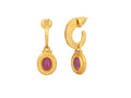 GURHAN, GURHAN Muse Gold Single Drop Earrings, 8x6mm Oval set in Wide Frame, Hoop Post Top, Ruby