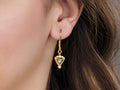 GURHAN, GURHAN Muse Gold Single Drop Earrings, 15mm Triangle set in Wide Frame, Sapphire and Diamond