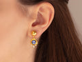 GURHAN, GURHAN Muse Gold Single Drop Earrings, 7mm Round set in Wide Frame, Post Top, Sapphire and Diamond
