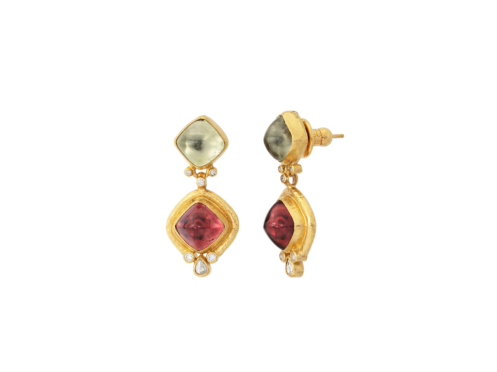 GURHAN, GURHAN Muse Gold Tourmaline Single Drop Earrings, Mixed Squares