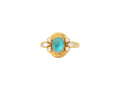 GURHAN, GURHAN Muse Gold Stone Cocktail Ring, 8x6mm Oval set in Wide Frame, with Apatite and Diamond