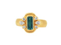 GURHAN, GURHAN Muse Gold Stone Cocktail Ring, 10x5mm Rectangle set in Wide Frame, Tourmaline and Diamond