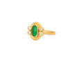 GURHAN, GURHAN Muse Gold Stone Cocktail Ring, 9x6mm Oval set in Wide Frame, with Emerald and Diamond