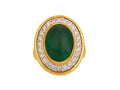 GURHAN, GURHAN Muse Gold Stone Cocktail Ring, 15x12mm Oval set in Wide Frame, Emerald and Diamond Pave