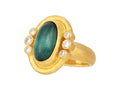 GURHAN, GURHAN Muse Gold Stone Cocktail Ring, 16x10mm Oval set in Wide Frame, Tourmaline and Diamond