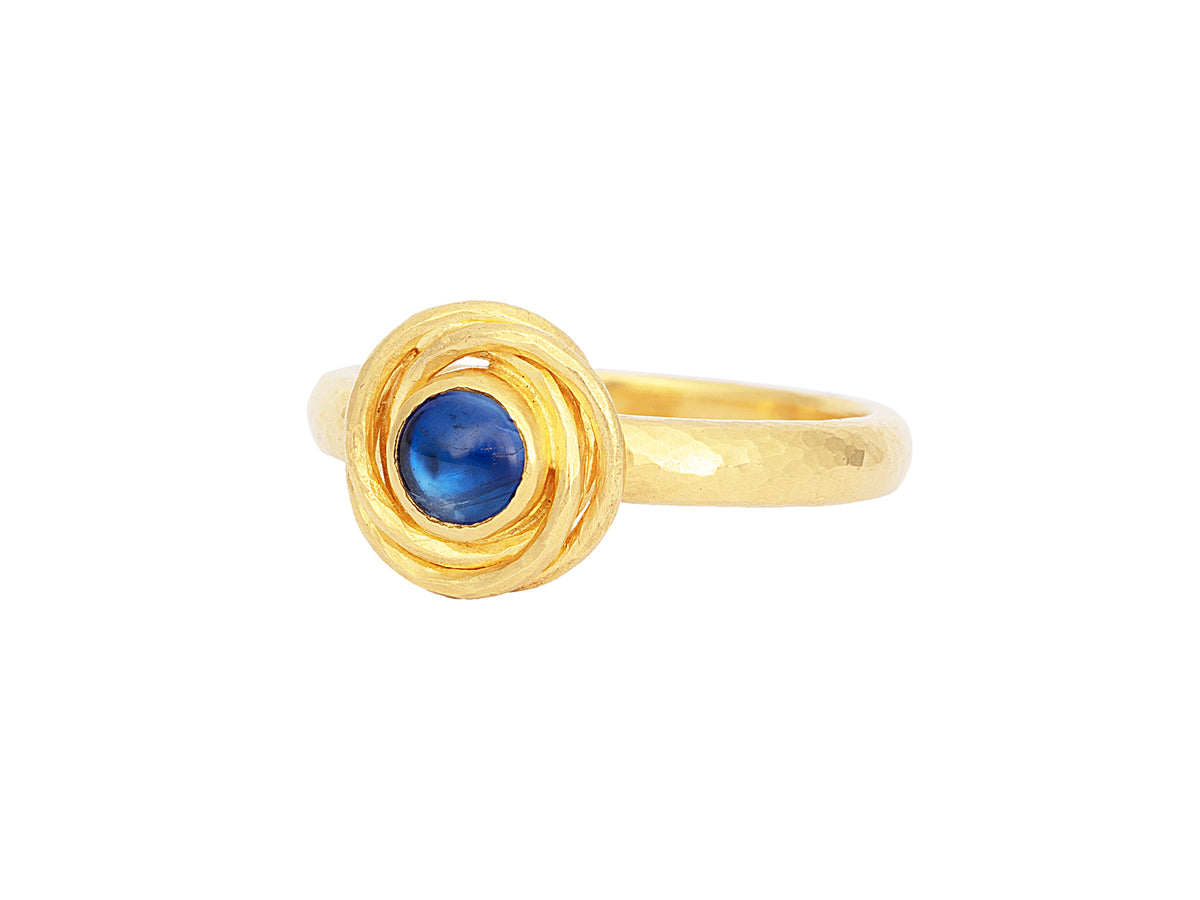 GURHAN, GURHAN Muse Gold Stone Cocktail Ring, 5mm Round set in Twisted Frame, Kyanite