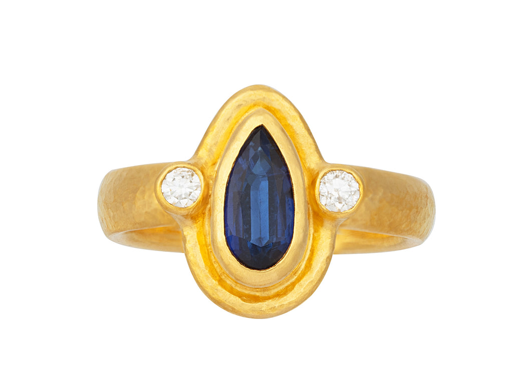 GURHAN, GURHAN Muse Gold Kyanite Cocktail Ring, 10x5mm Teardrop set in Wide Frame