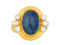 GURHAN, GURHAN Muse Gold Stone Cocktail Ring, 16x12mm Oval set in Wide Frame, Sapphire and Diamond