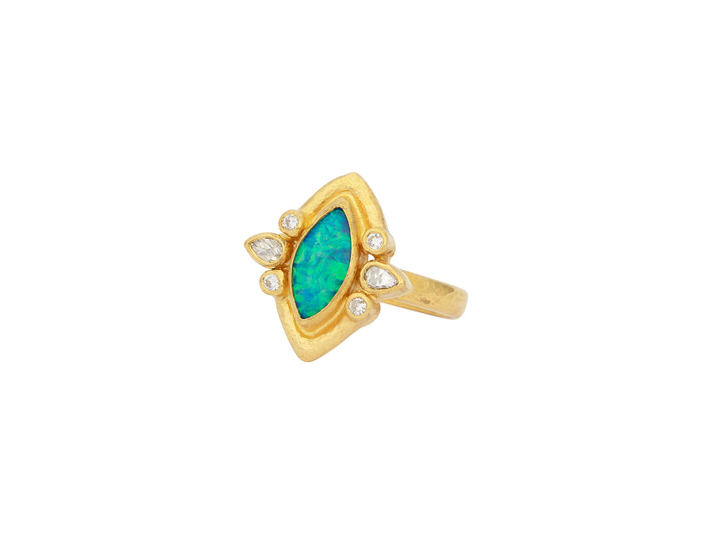 GURHAN, GURHAN Muse Gold Opal Cocktail Ring, 12x6mm Marquise set in Wide Frame