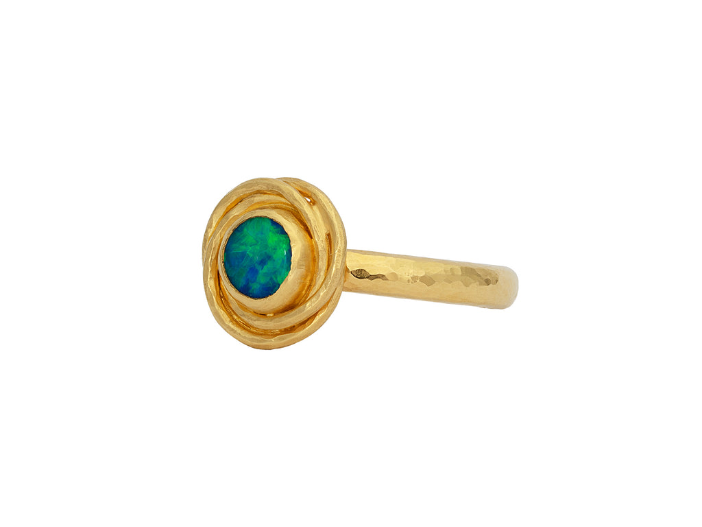 GURHAN, GURHAN Muse Gold Opal Cocktail Ring, 6mm Round set in Twisted Frame