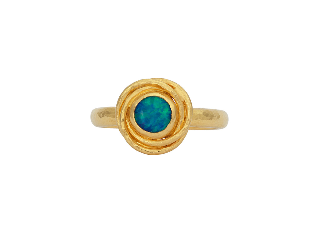 GURHAN, GURHAN Muse Gold Opal Cocktail Ring, 6mm Round set in Twisted Frame