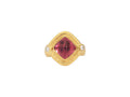 GURHAN, GURHAN Muse Gold Stone Cocktail Ring, 11mm Square Set in Wide Frame, Round Post Top, with Tourmaline and Diamond