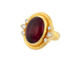 GURHAN, GURHAN Muse Gold Stone Cocktail Ring, 22x17mm Oval set in Wide Frame, Rubellite and Diamond
