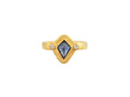 GURHAN, GURHAN Muse Gold Stone Cocktail Ring, 9x6mm Kite Shape set in Wide Frame, Sapphire and Diamond