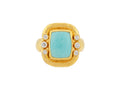 GURHAN, GURHAN Muse Gold Stone Cocktail Ring, 13x10mm Rectangle set in Wide Frame, Turquoise and Diamond