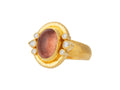 GURHAN, GURHAN Muse Gold Stone Cocktail Ring, 14x11mm Oval set in Wide Frame, Tourmaline and Diamond
