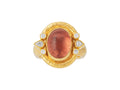 GURHAN, GURHAN Muse Gold Stone Cocktail Ring, 14x11mm Oval set in Wide Frame, Tourmaline and Diamond