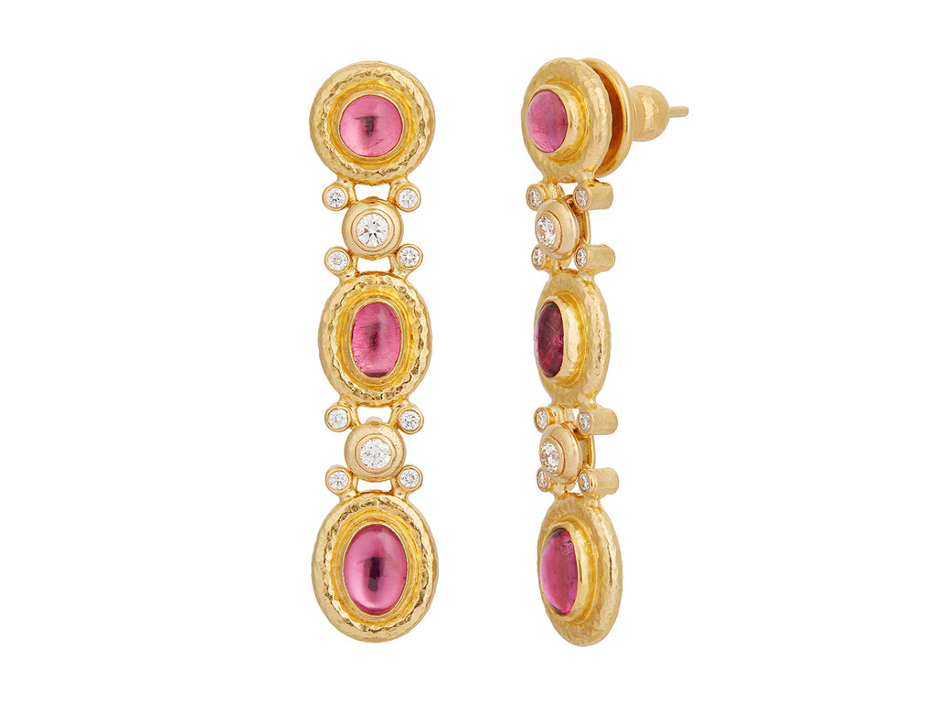 GURHAN, GURHAN Muse Gold Tourmaline Triple Drop Earrings, Mixed Oval and Round set in Wide Frame