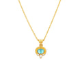 GURHAN, GURHAN Muse Gold Pendant Necklace, 8x6mm Oval set in Wide Frame, Apatite and Diamond